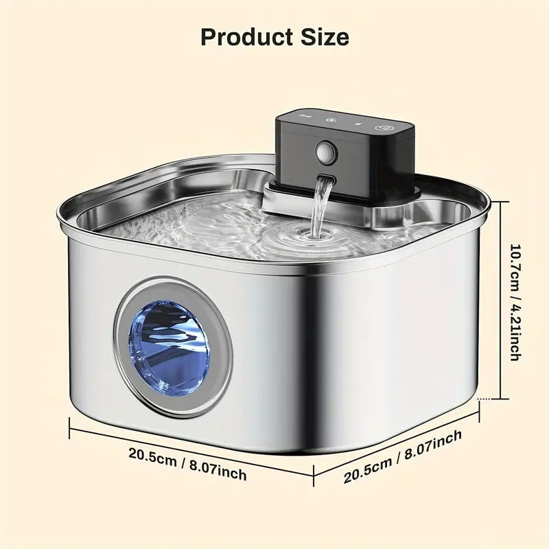 Pawksy™ 3.2L Stainless Wireless Smart Cat Water Fountain