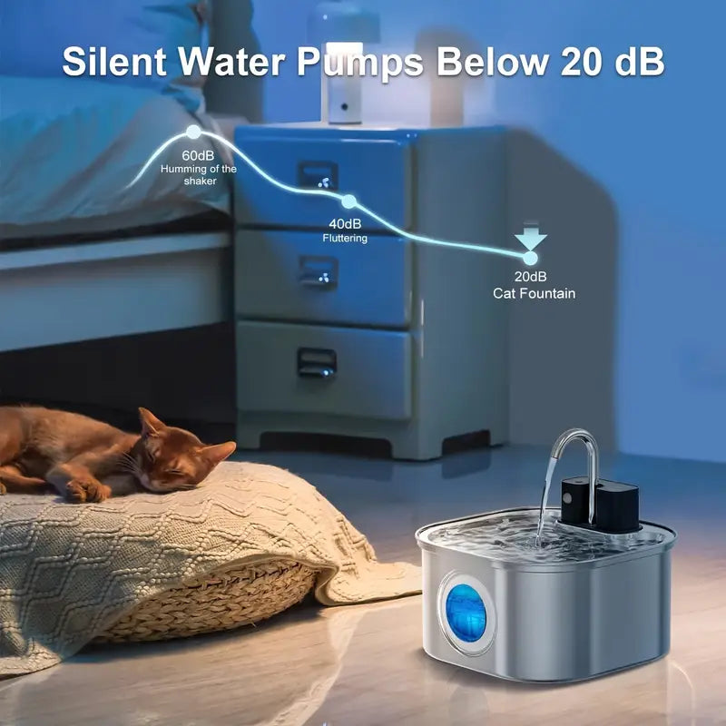Pawksy™ 3.2L Stainless Wireless Smart Cat Water Fountain